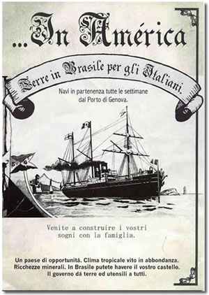 panfleto de imigração na Itália
