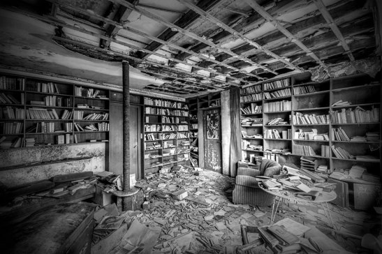 old abandoned library in house